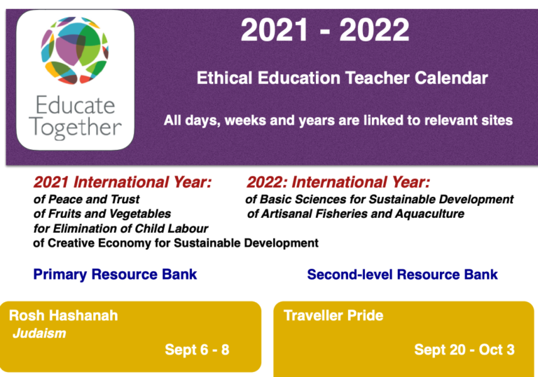 Ethical Education Calendars Educate Together